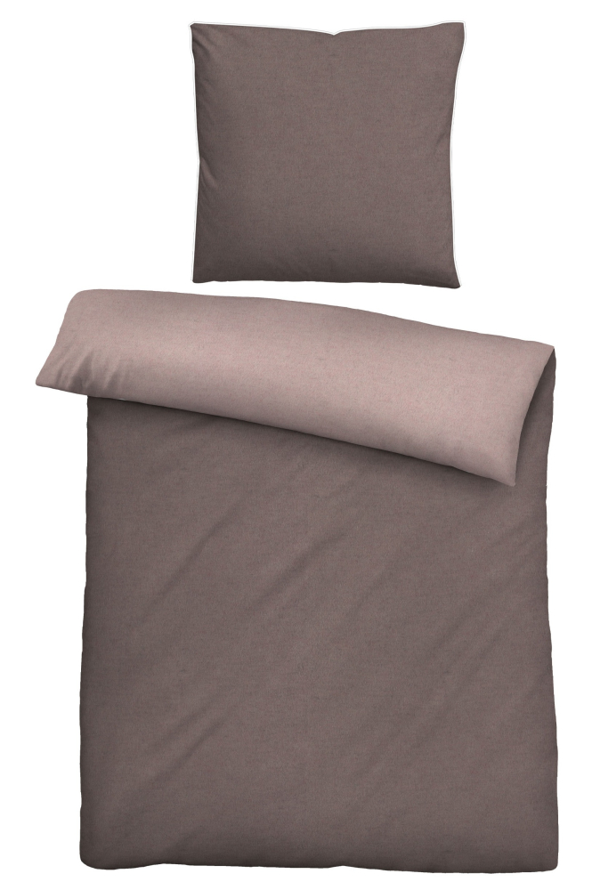 Biberna Melange- Flanell Bettwäsche 'Uni' 135 x 200 cm Braun